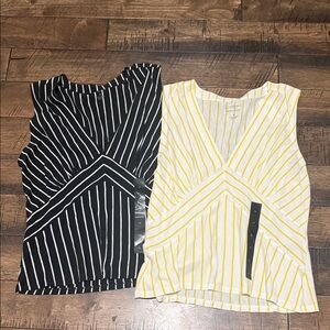 Banana Republic Black and Yellow Striped Tank Tops